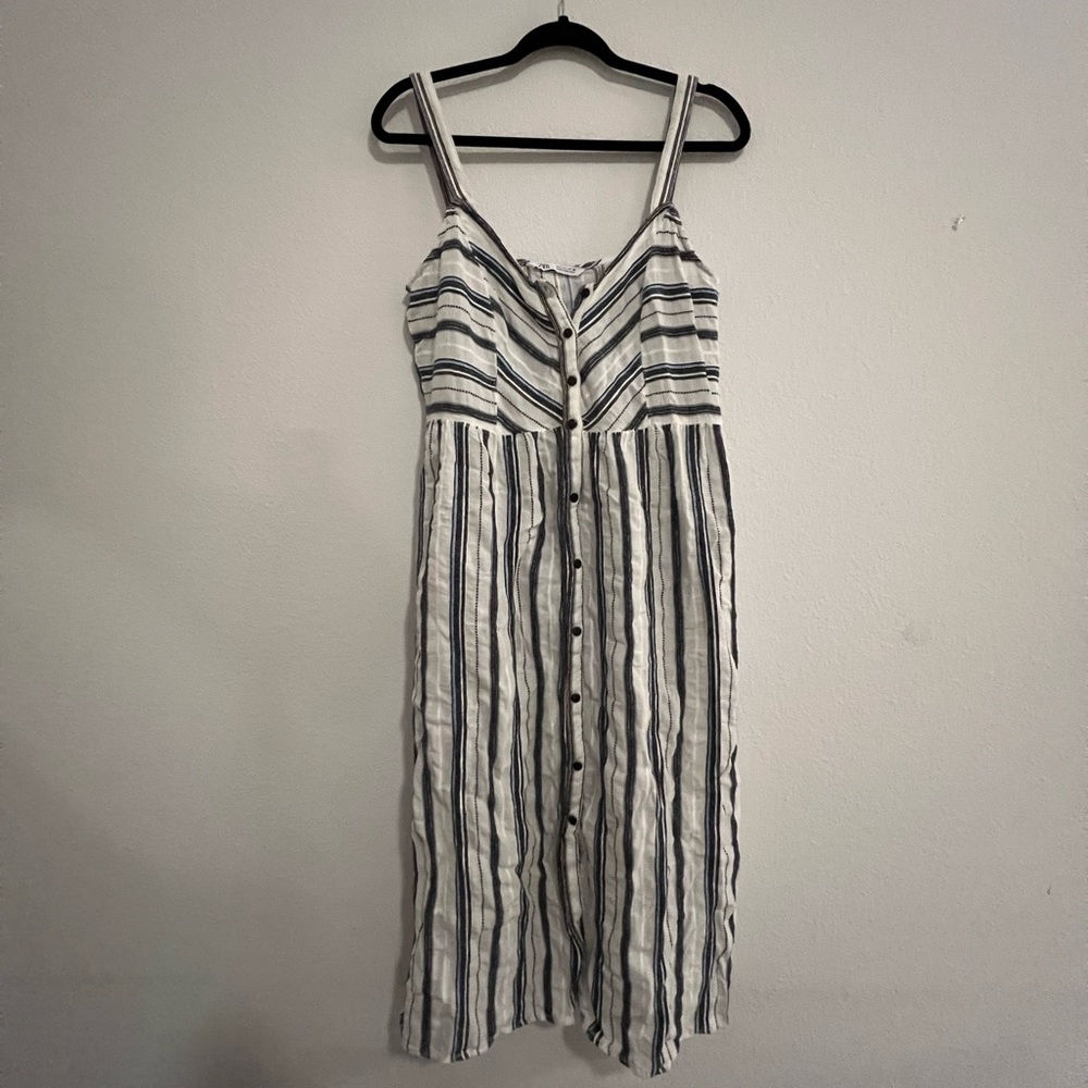 Zara Striped Button Up Midi Dress
